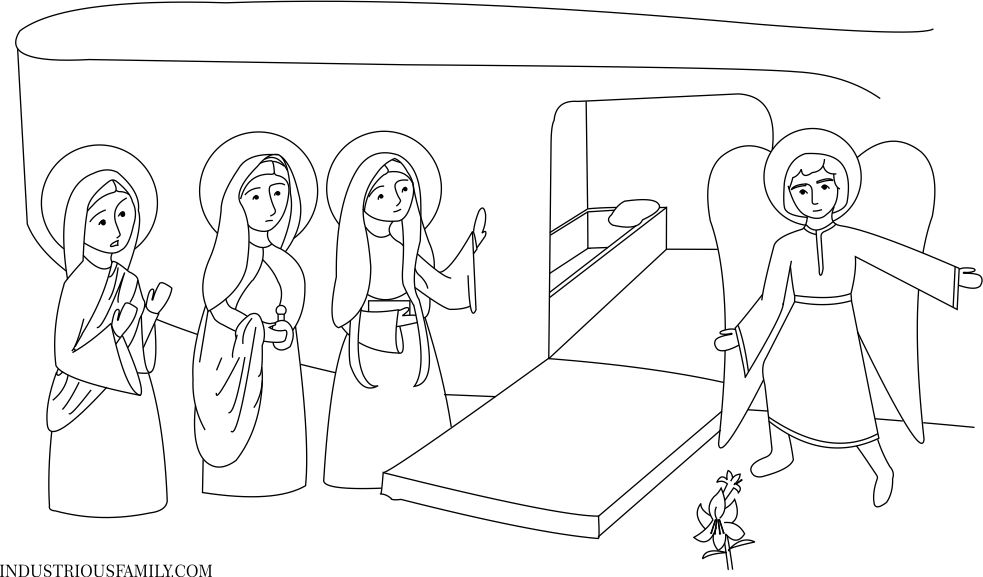 Our new Easter coloring page is free for you to print and color. The women came and saw that angel had rolled back the stone. 
