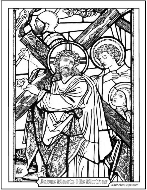 Carrying the cross coloring page