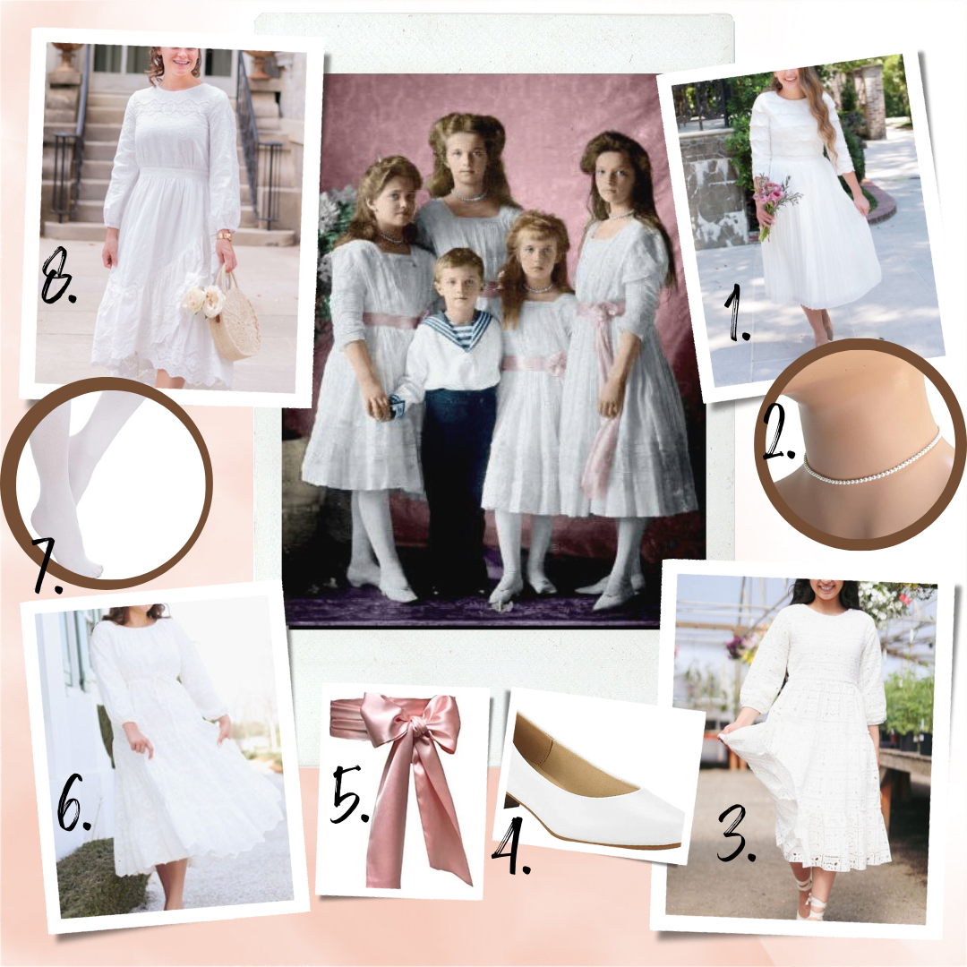 Romanov children in white dresses Romanov children in white dresses