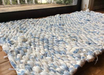Blue and White Rag Rug