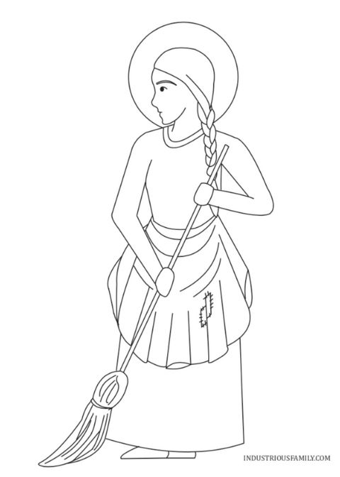 This St. Martha coloring page is for your enjoyment! Here Martha is busy about much serving while Mary chooses the better part. 